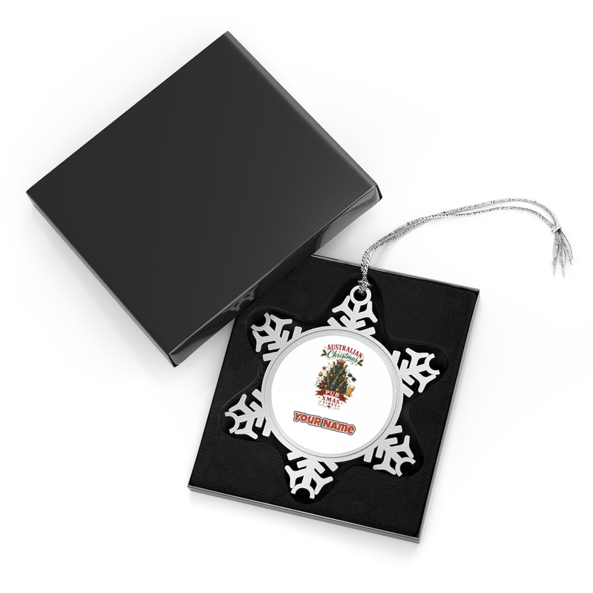 Aussie Pub Christmas Tree Personalised Pewter Christmas Ornament