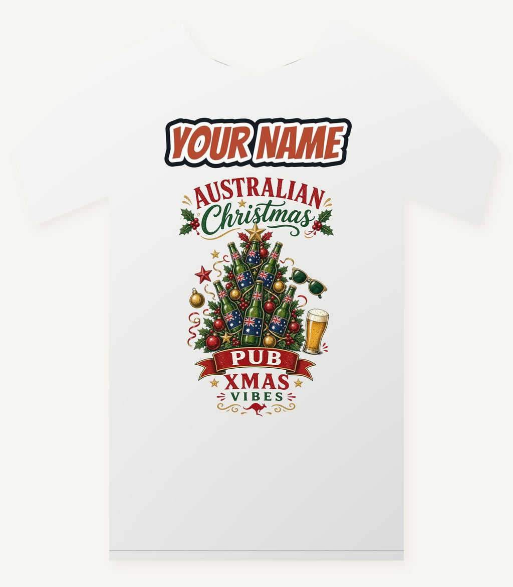 Aussie Pub Christmas Tree Personalised Christmas T-Shirt and Hoodie