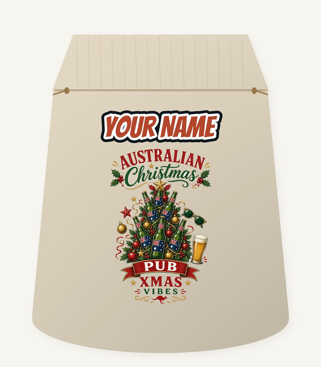 Aussie Pub Christmas Tree Personalised Santa Sack