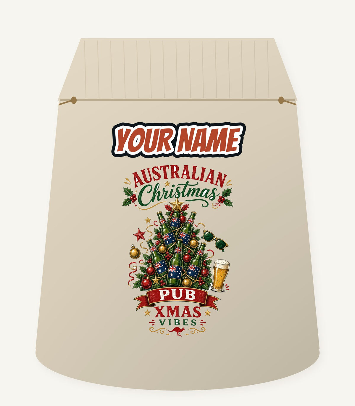 Aussie Pub Christmas Tree Personalised Santa Sack