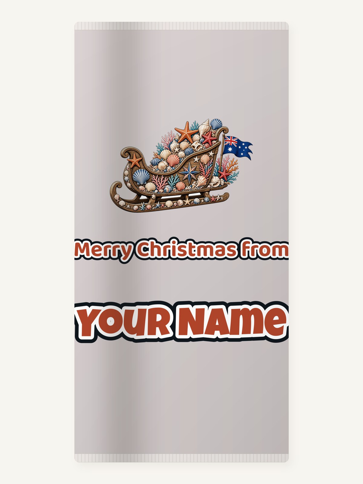 Aussie Seashell Christmas Sleigh Personalised Beach Towel