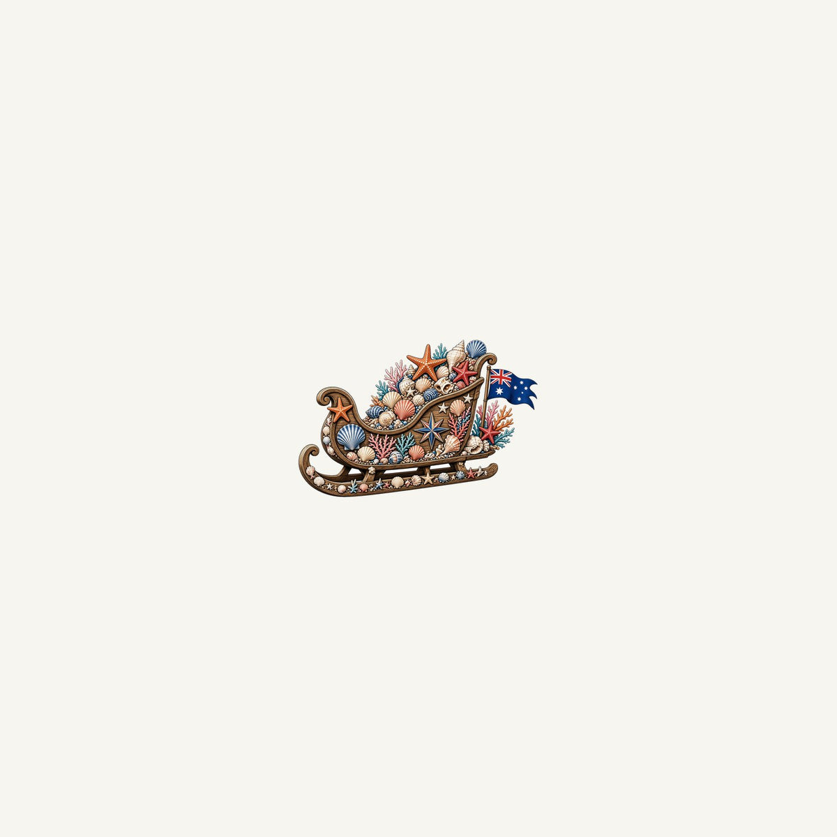 Aussie Seashell Christmas Sleigh Personalised Beach Towel