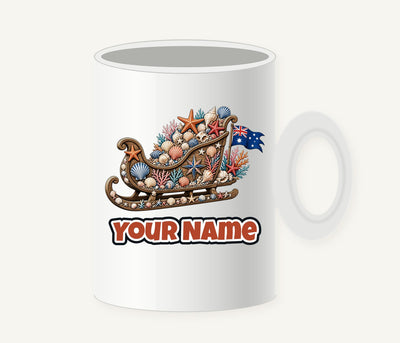 Aussie Seashell Christmas Sleigh Personalised Christmas Mug