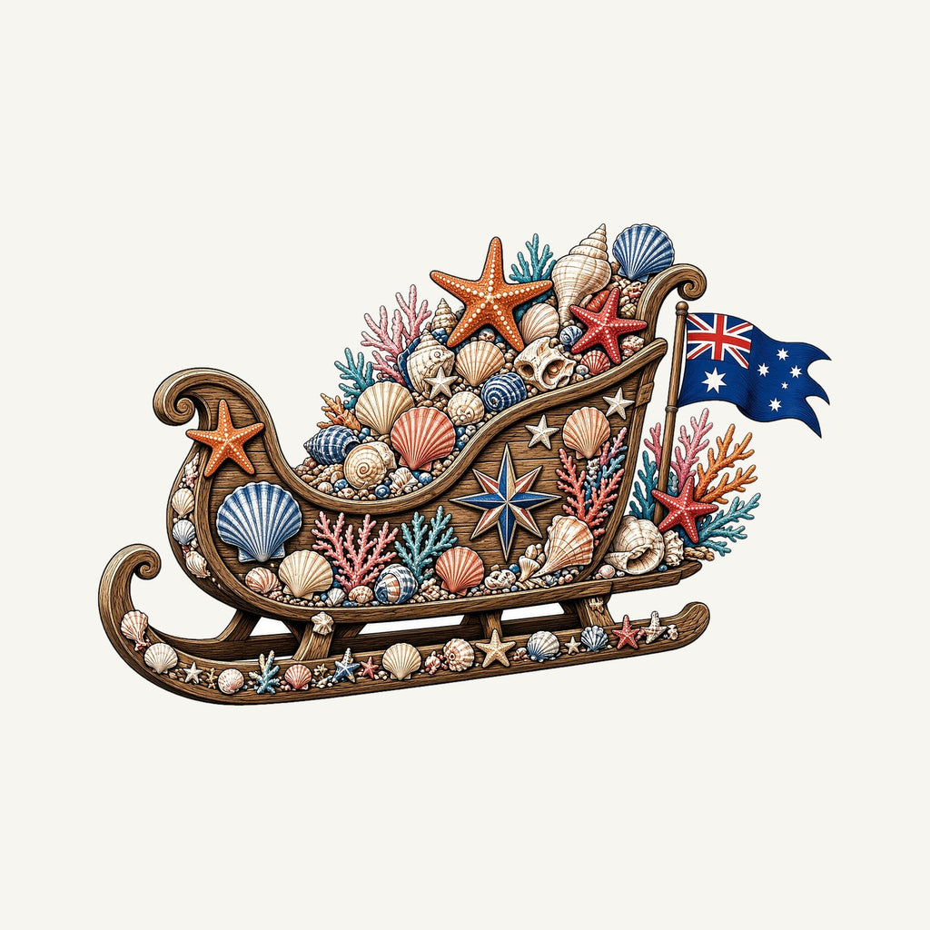 Aussie Seashell Christmas Sleigh Personalised Christmas Mug