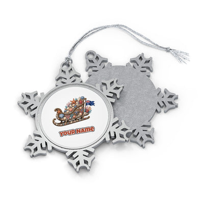 Aussie Seashell Christmas Sleigh Personalised Pewter Christmas Ornament
