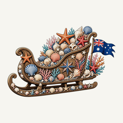Aussie Seashell Christmas Sleigh Personalised Santa Sack