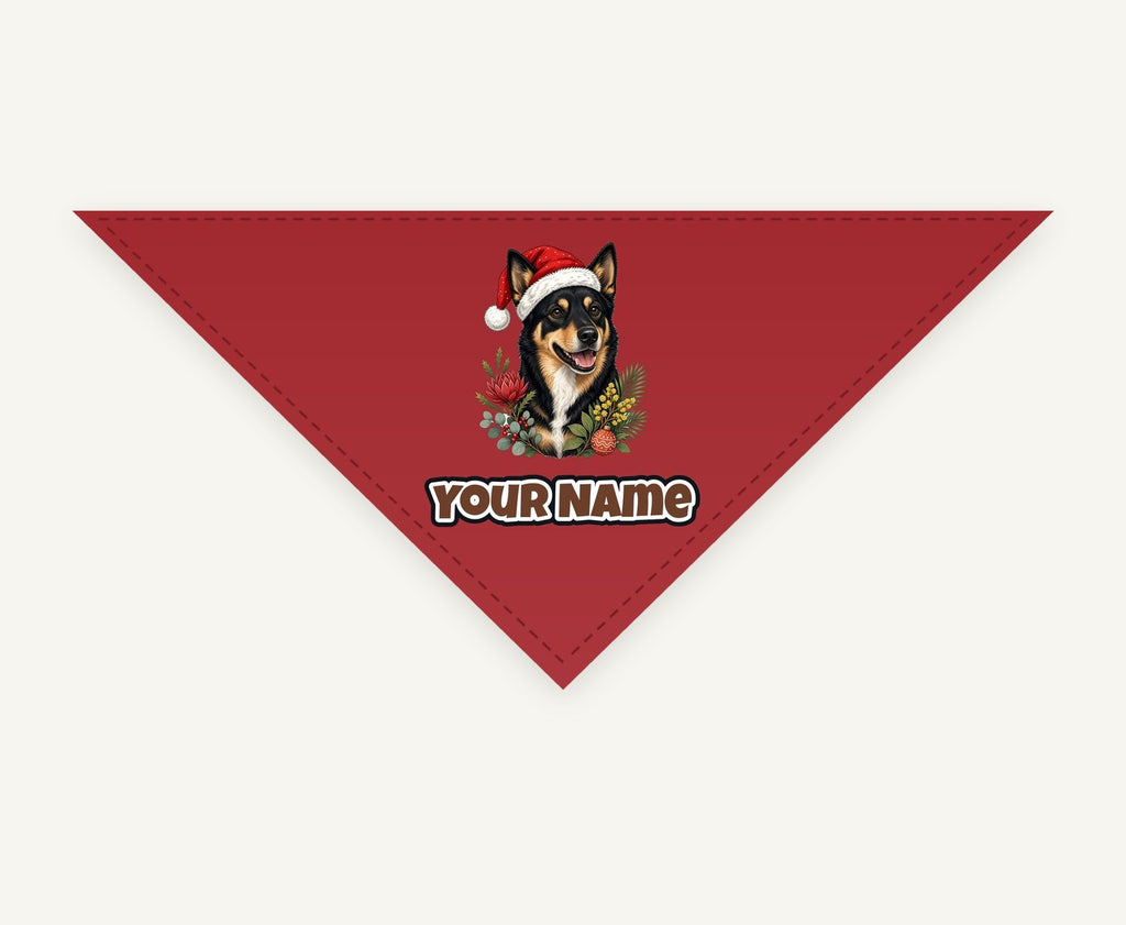 Australian Kelpie personalised Christmas pet bandana, tie-on style