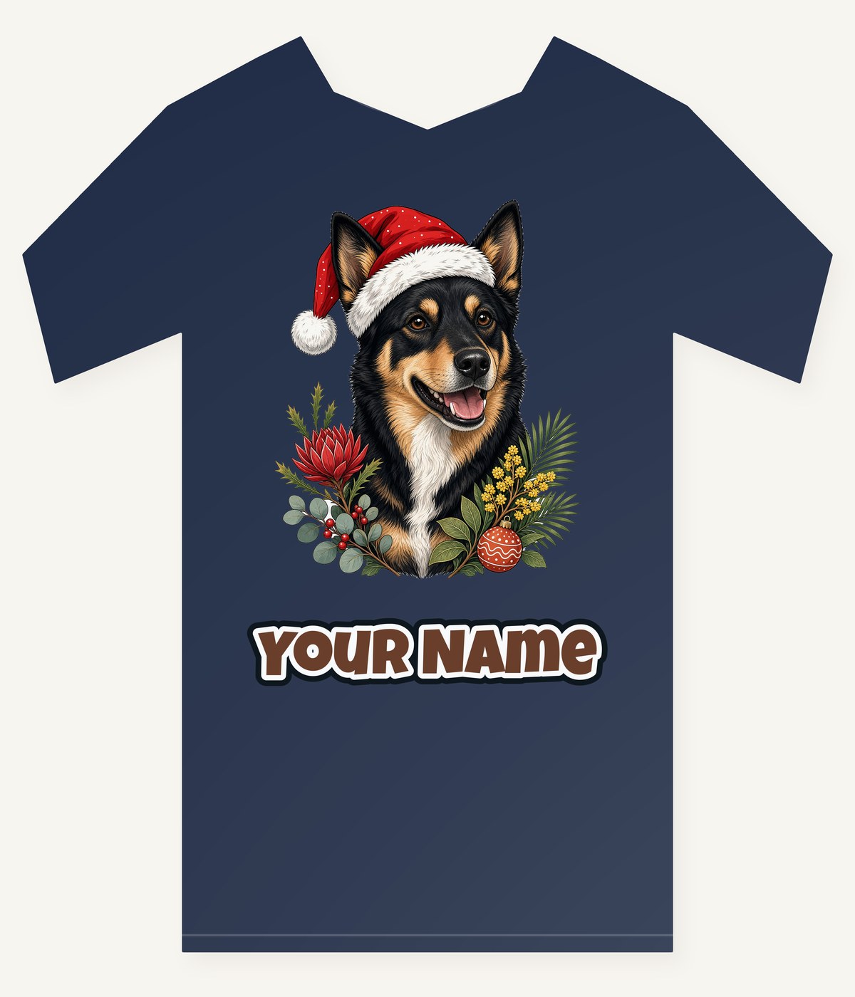 Australian Kelpie Christmas Personalised Kids Tee and Baby Bodysuit