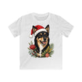 Australian Kelpie Christmas Kids Christmas Tee design on a white kids tee