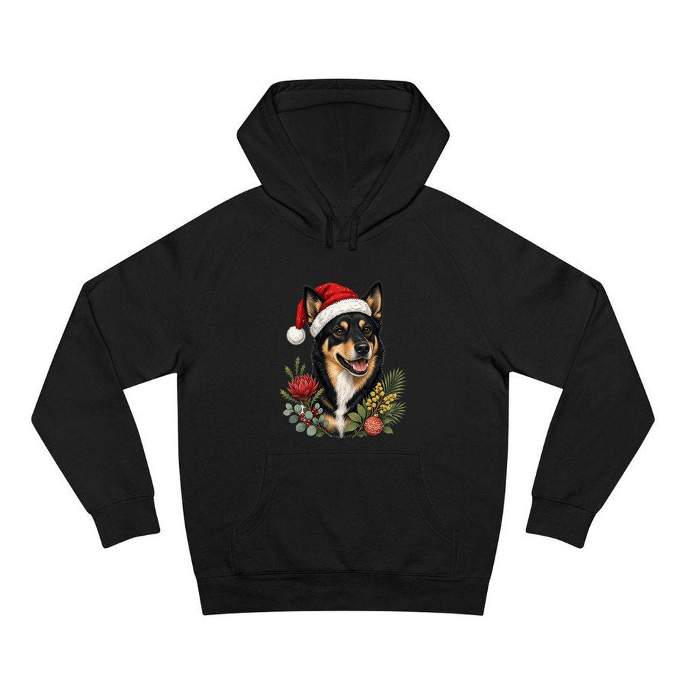 Australian Kelpie personalised Christmas hoodie in black
