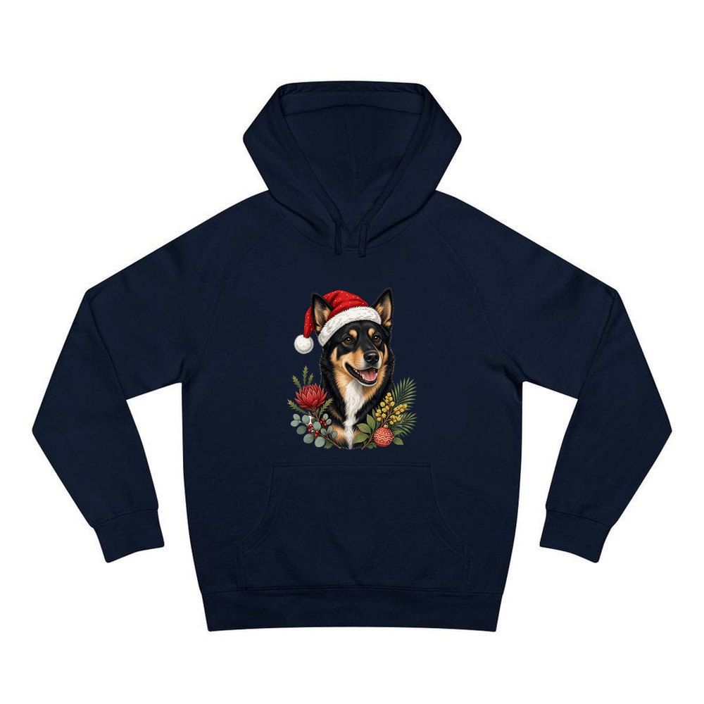 Australian Kelpie personalised Christmas hoodie in navy