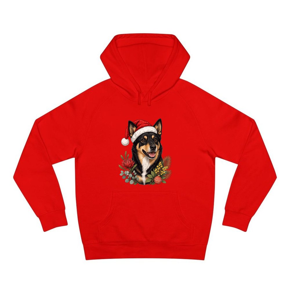 Australian Kelpie personalised Christmas hoodie in red