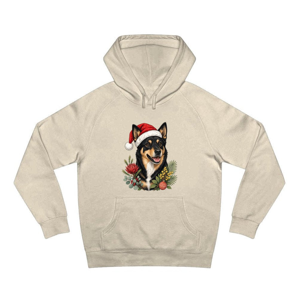 Australian Kelpie personalised Christmas hoodie in sand