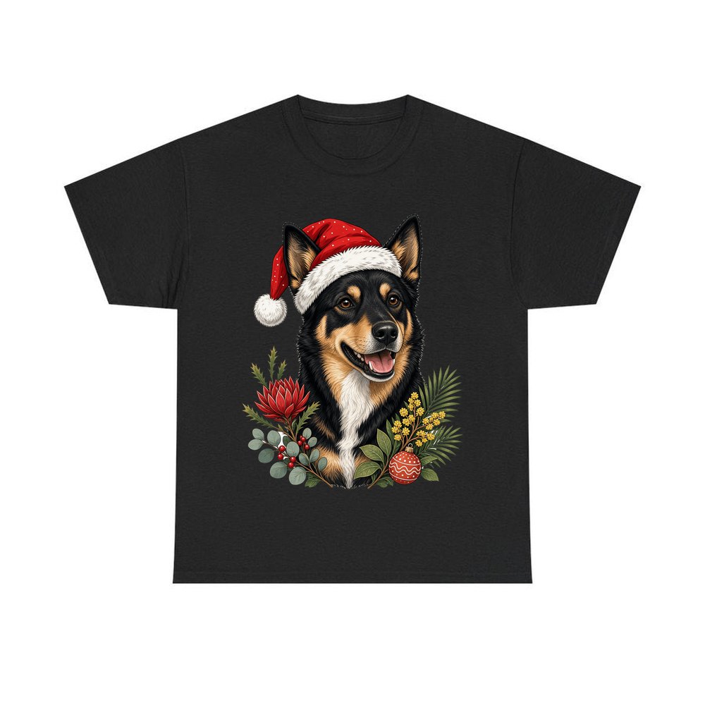Australian Kelpie personalised Christmas T-shirt in black