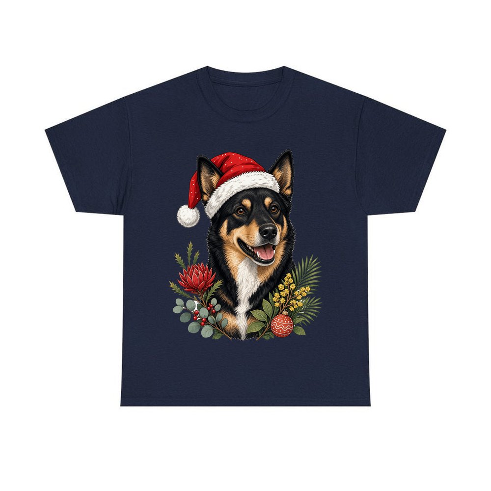 Australian Kelpie personalised Christmas T-shirt in navy