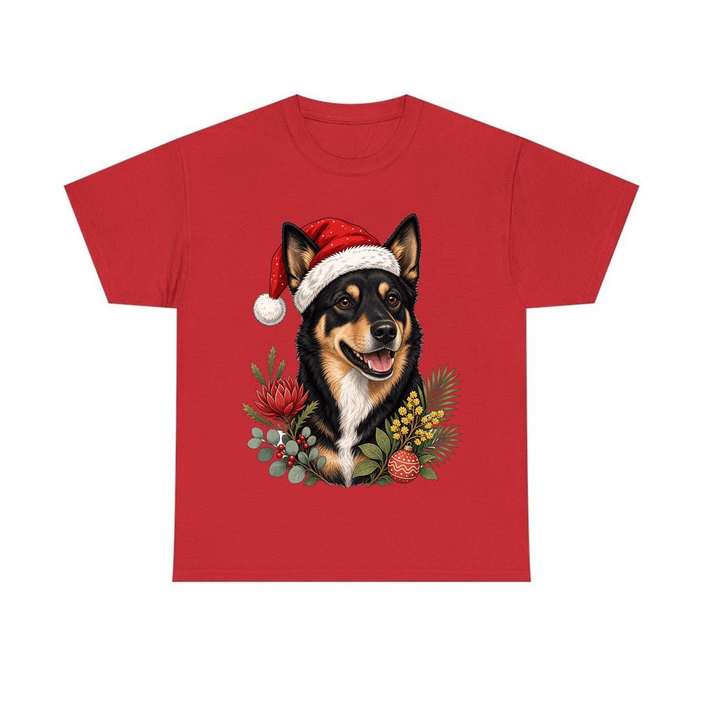 Australian Kelpie personalised Christmas T-shirt in red