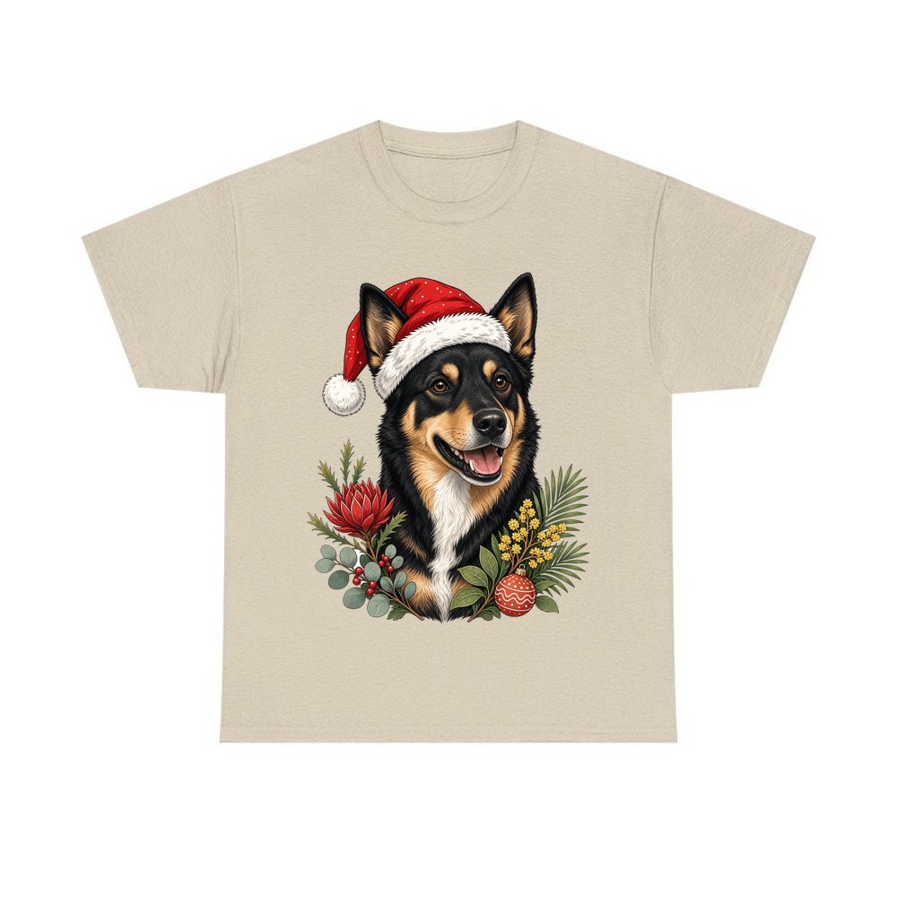 Australian Kelpie personalised Christmas T-shirt in sand