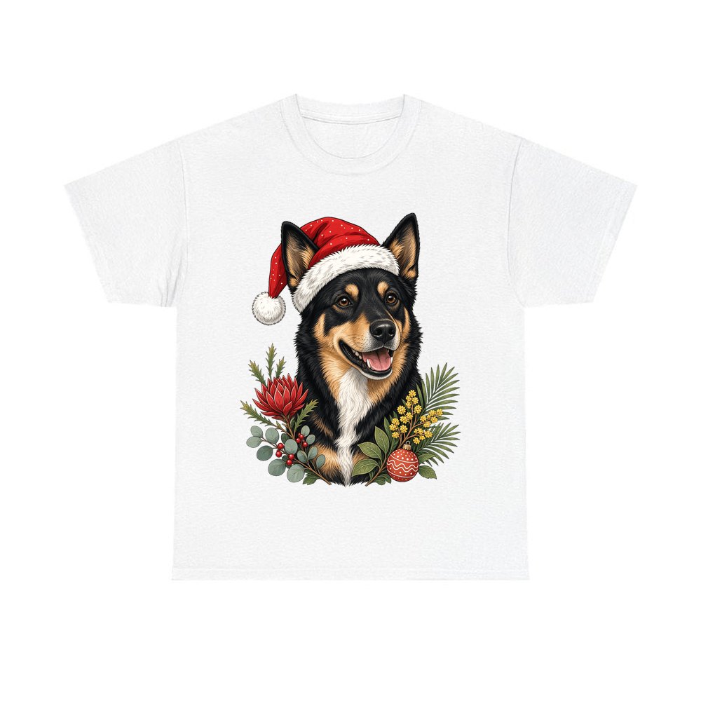 Australian Kelpie personalised Christmas T-shirt in white