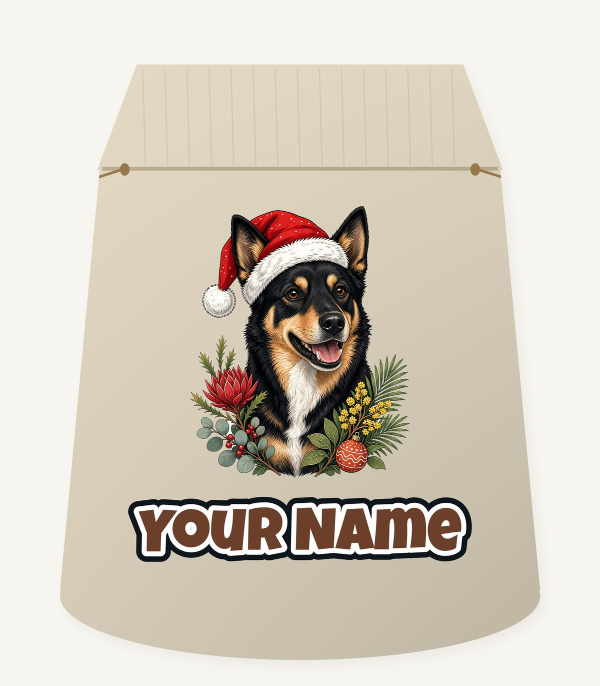Australian Kelpie Christmas Personalised Santa Sack