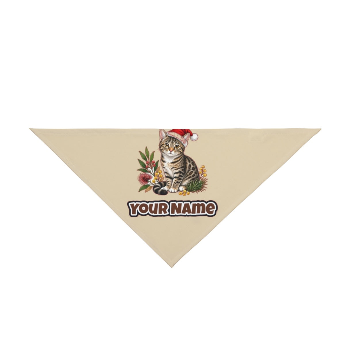 Australian Mist personalised Christmas pet bandana in beige, tie-on style