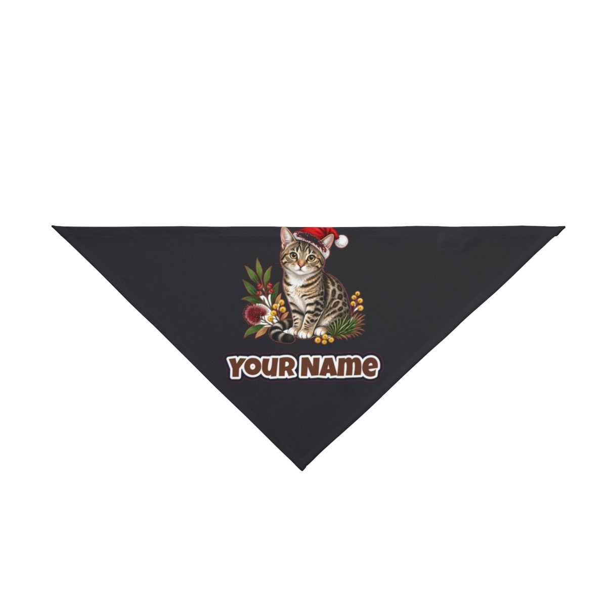 Australian Mist personalised Christmas pet bandana in black, tie-on style