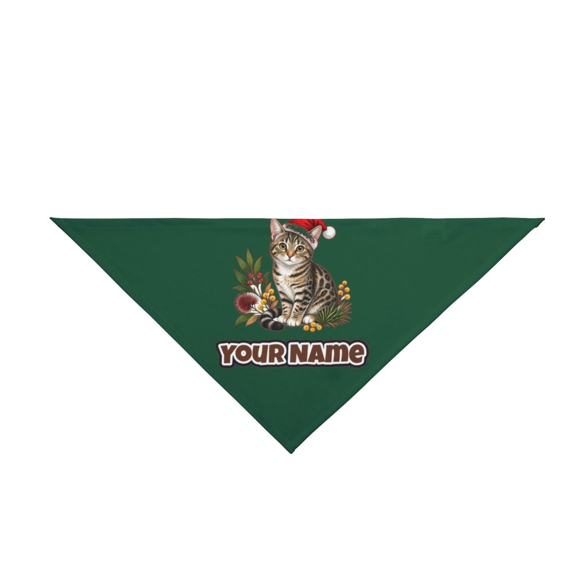 Australian Mist personalised Christmas pet bandana in green, tie-on style