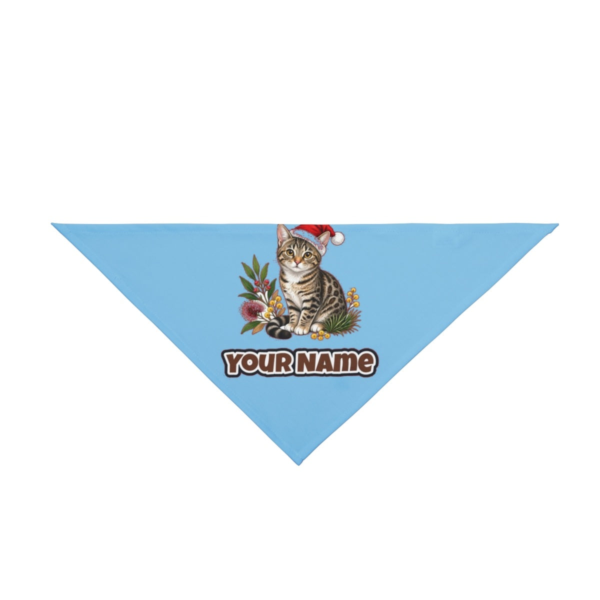 Australian Mist personalised Christmas pet bandana in sky blue, tie-on style