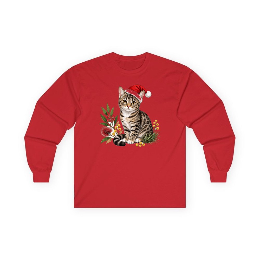Australian Mist personalised long sleeve Christmas T-shirt in red