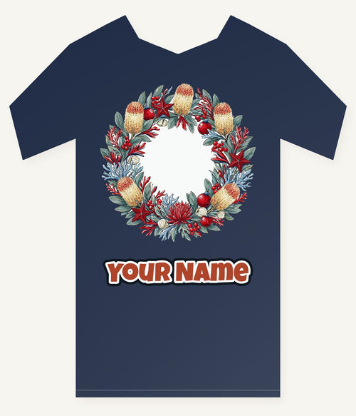 Australian Native Banksia Wreath Personalised Kids Tee and Baby Bodysuit