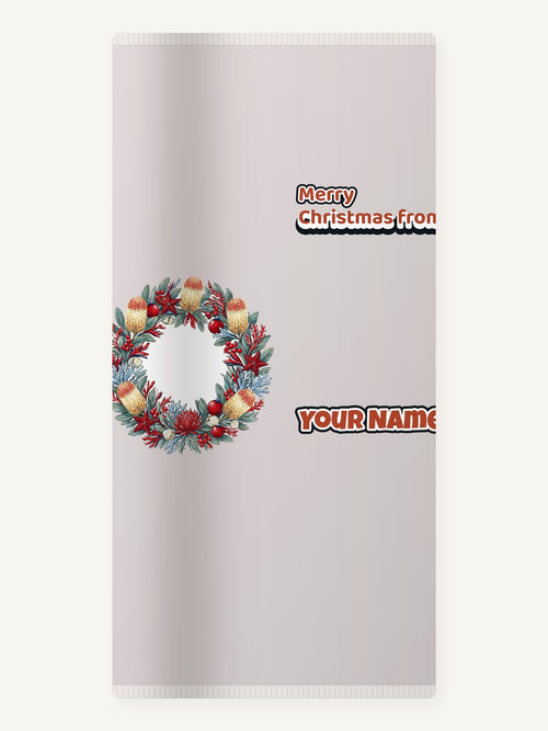 Australian Native Banksia Wreath Personalised Beach Towel