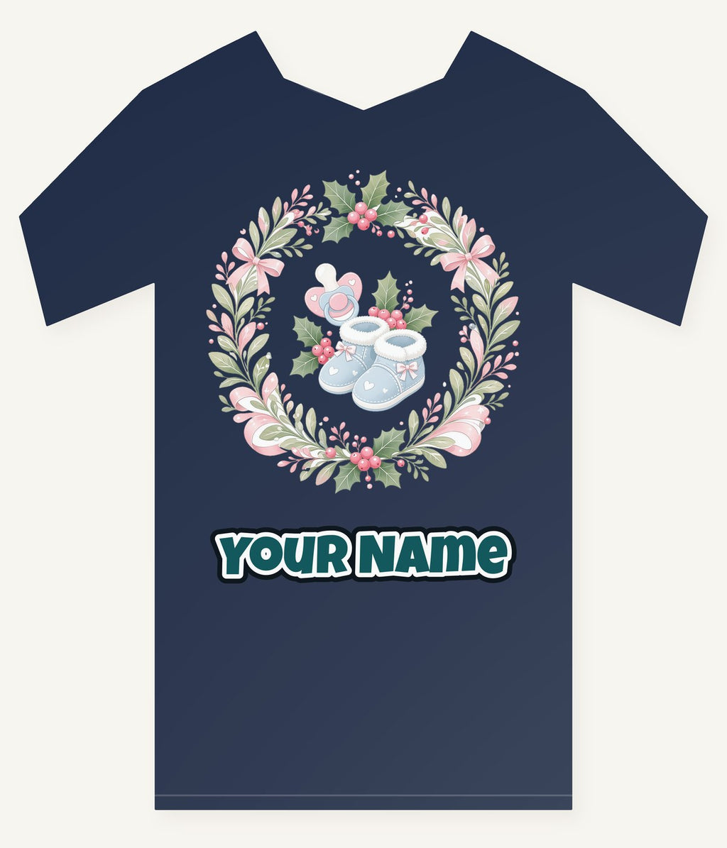 Baby Booties Holly Wreath Personalised Kids Tee and Baby Bodysuit