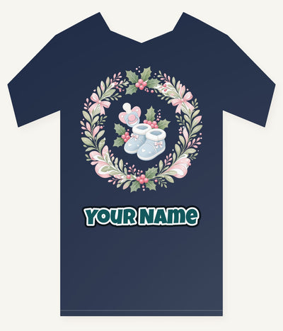 Baby Booties Holly Wreath Personalised Kids Tee and Baby Bodysuit