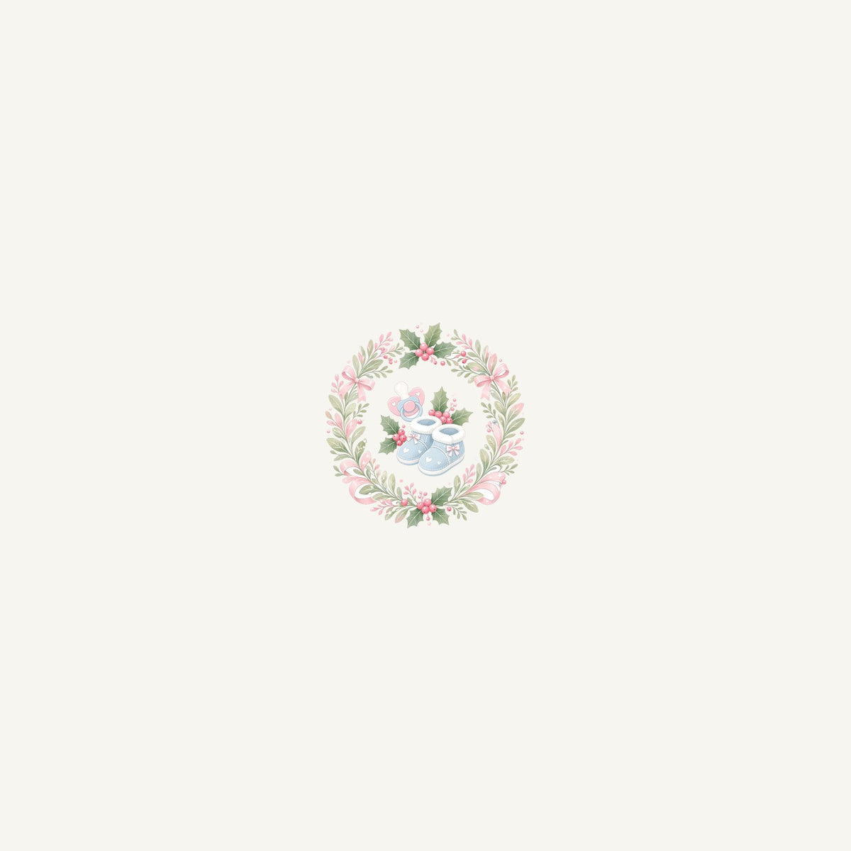 Baby Booties Holly Wreath Personalised Beach Towel