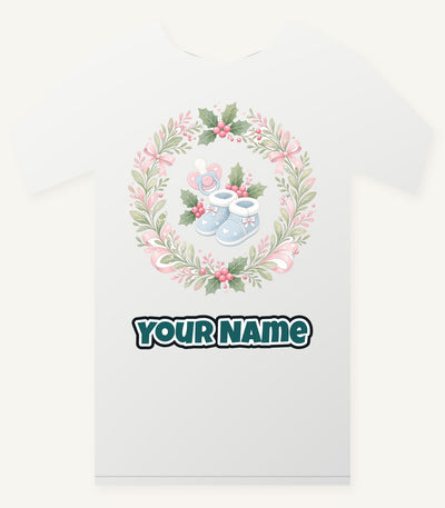Baby Booties Holly Wreath Personalised Christmas T-Shirt and Hoodie