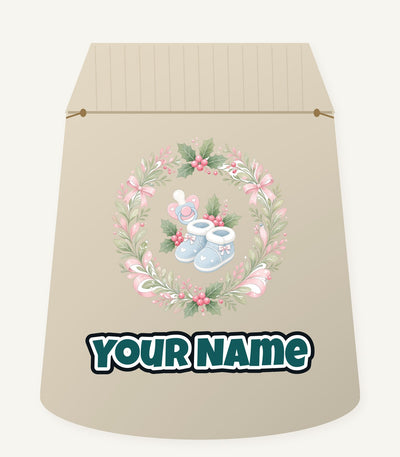Baby Booties Holly Wreath Personalised Santa Sack