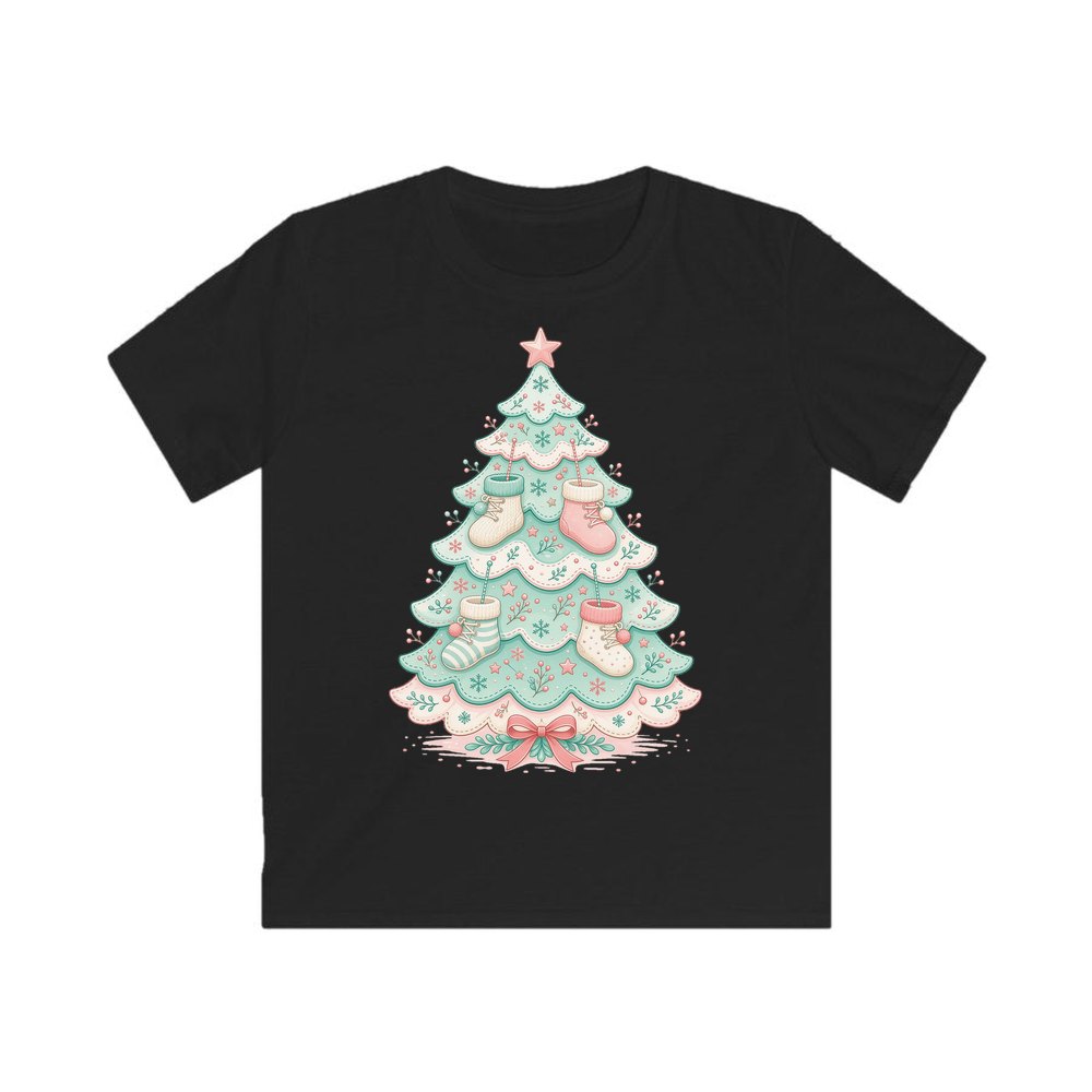 Baby Booties Tree personalised kids Christmas tee in black