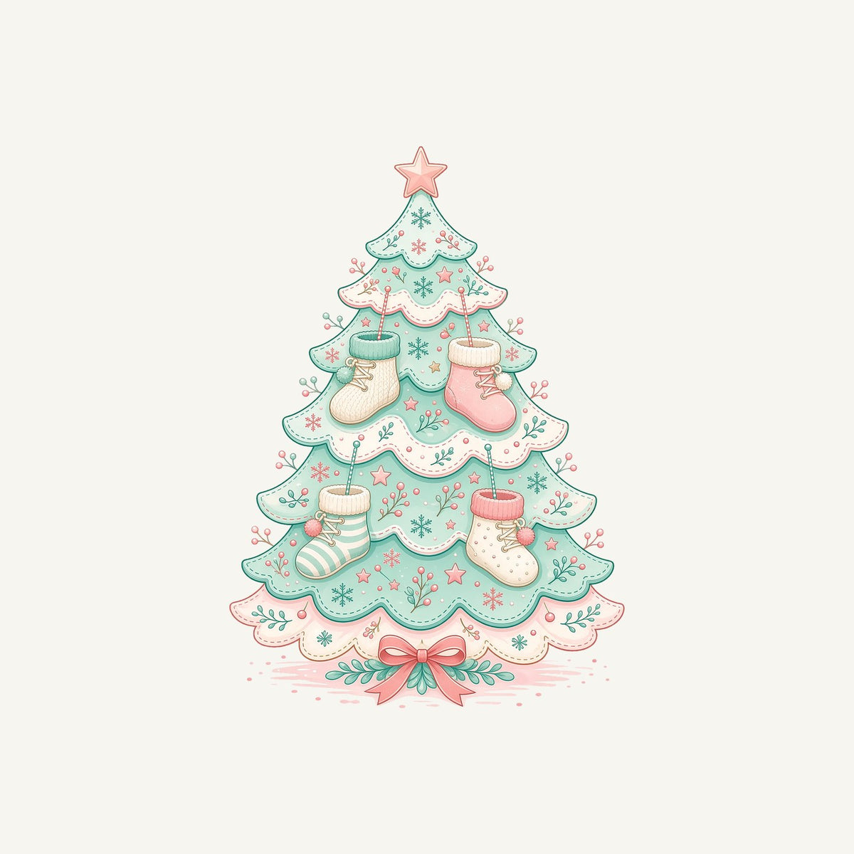 Baby Booties Tree Personalised Christmas T-Shirt and Hoodie