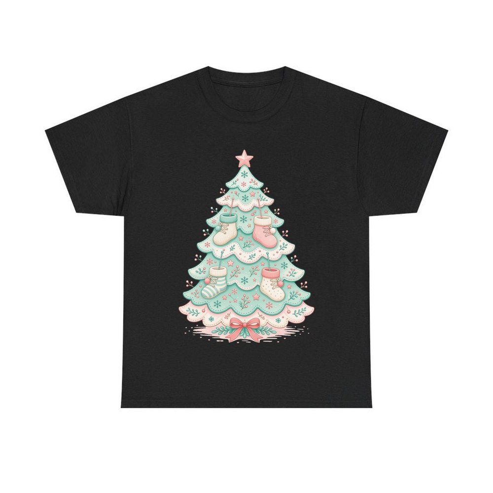 Baby Booties Tree personalised Christmas T-shirt in black
