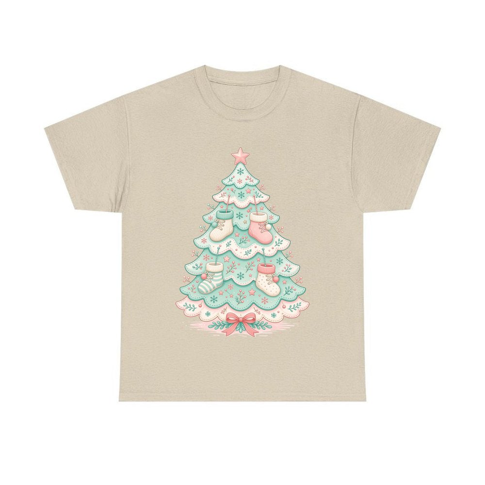 Baby Booties Tree personalised Christmas T-shirt in sand