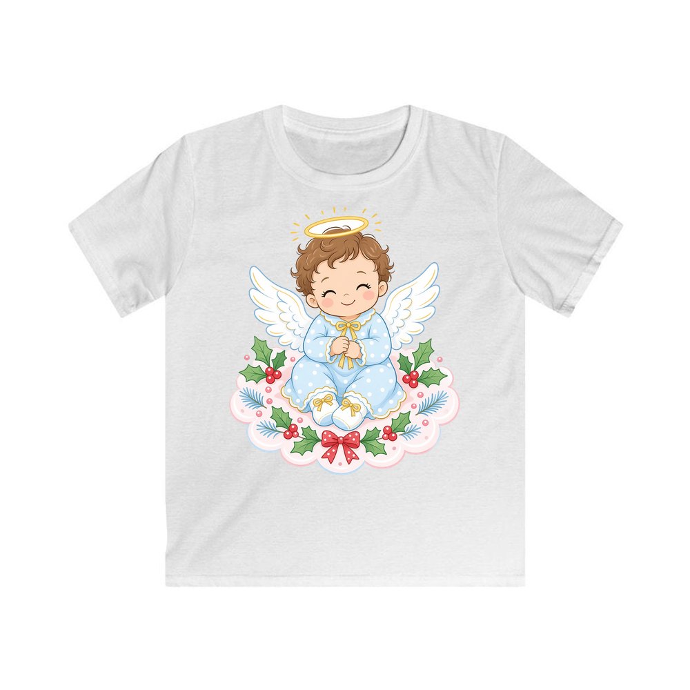 Baby Christmas Angel On Cloud personalised kids Christmas tee in white