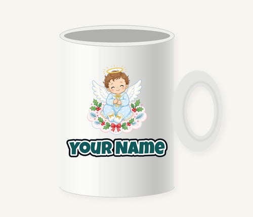 Baby Christmas Angel On Cloud Personalised Christmas Mug