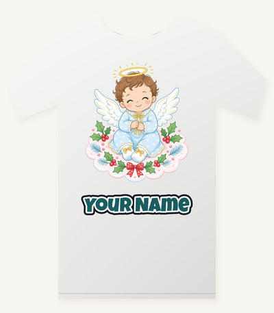 Baby Christmas Angel On Cloud Personalised Christmas T-Shirt and Hoodie