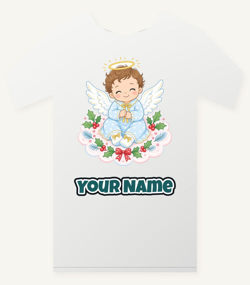 Baby Christmas Angel On Cloud Personalised Christmas T-Shirt and Hoodie