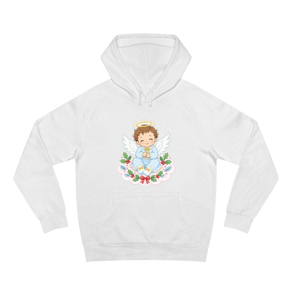 Baby Christmas Angel On Cloud personalised Christmas hoodie in white