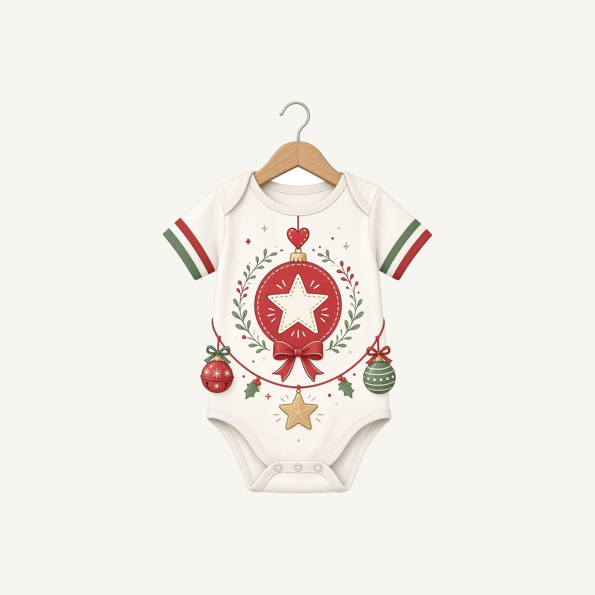 Baby Christmas Bodysuit Christmas artwork, the design printed on the personalised T-shirt