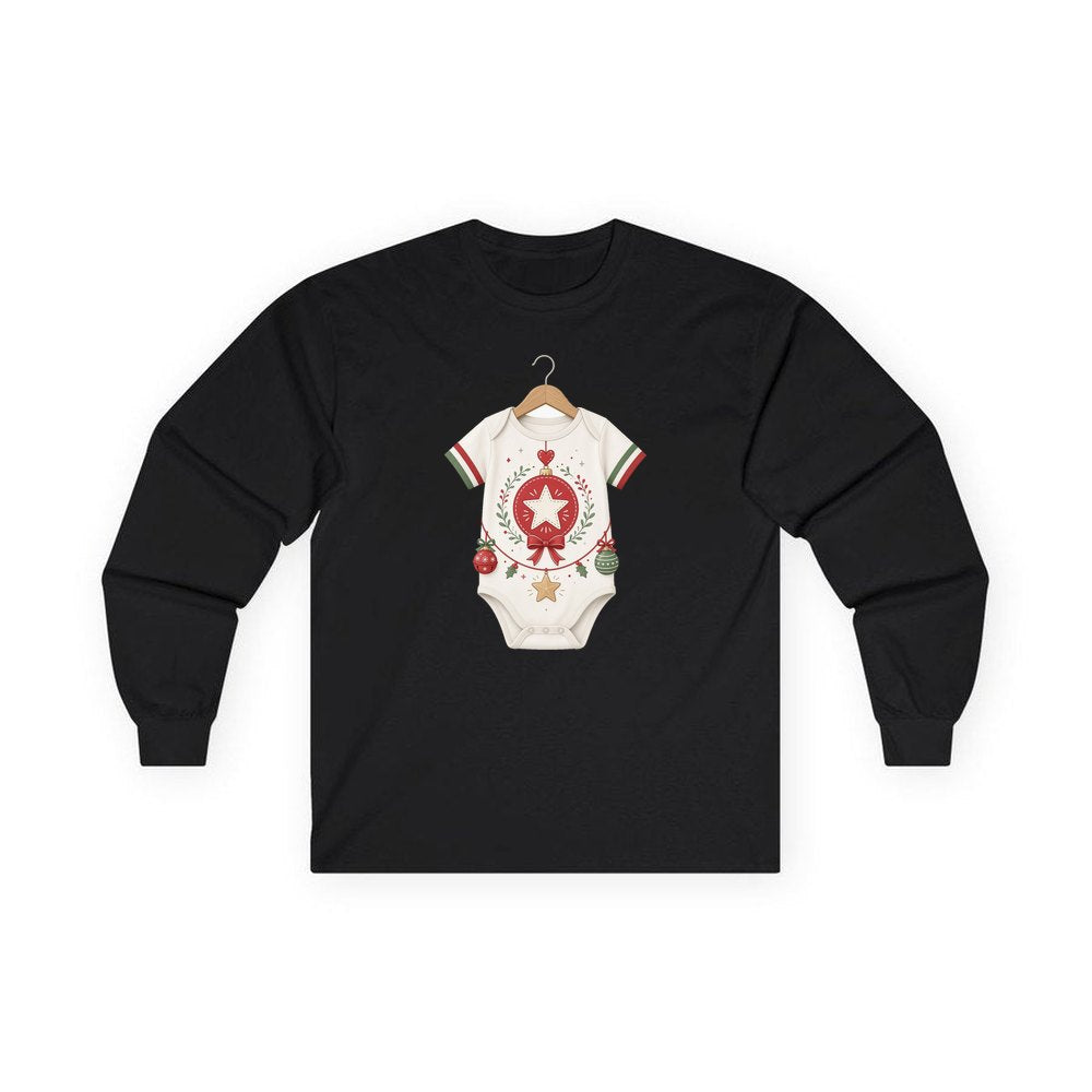 Baby Christmas Bodysuit personalised long sleeve Christmas T-shirt in black