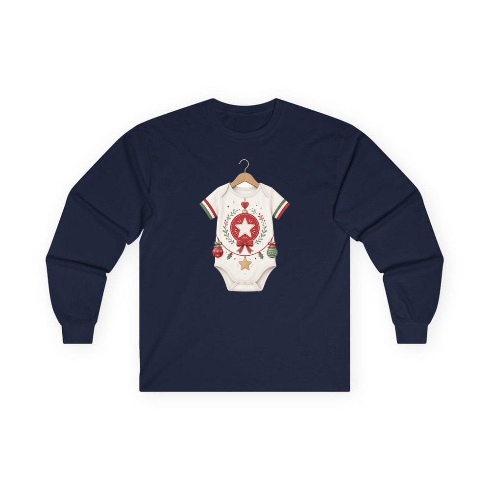 Baby Christmas Bodysuit personalised long sleeve Christmas T-shirt in navy