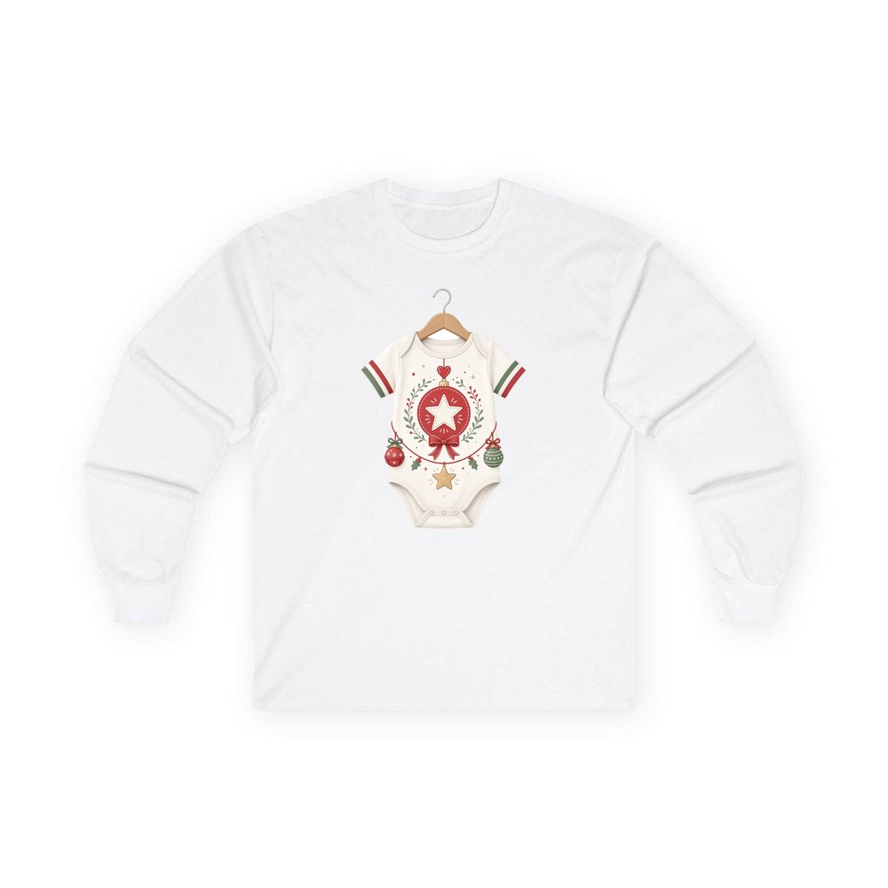 Baby Christmas Bodysuit personalised long sleeve Christmas T-shirt in white
