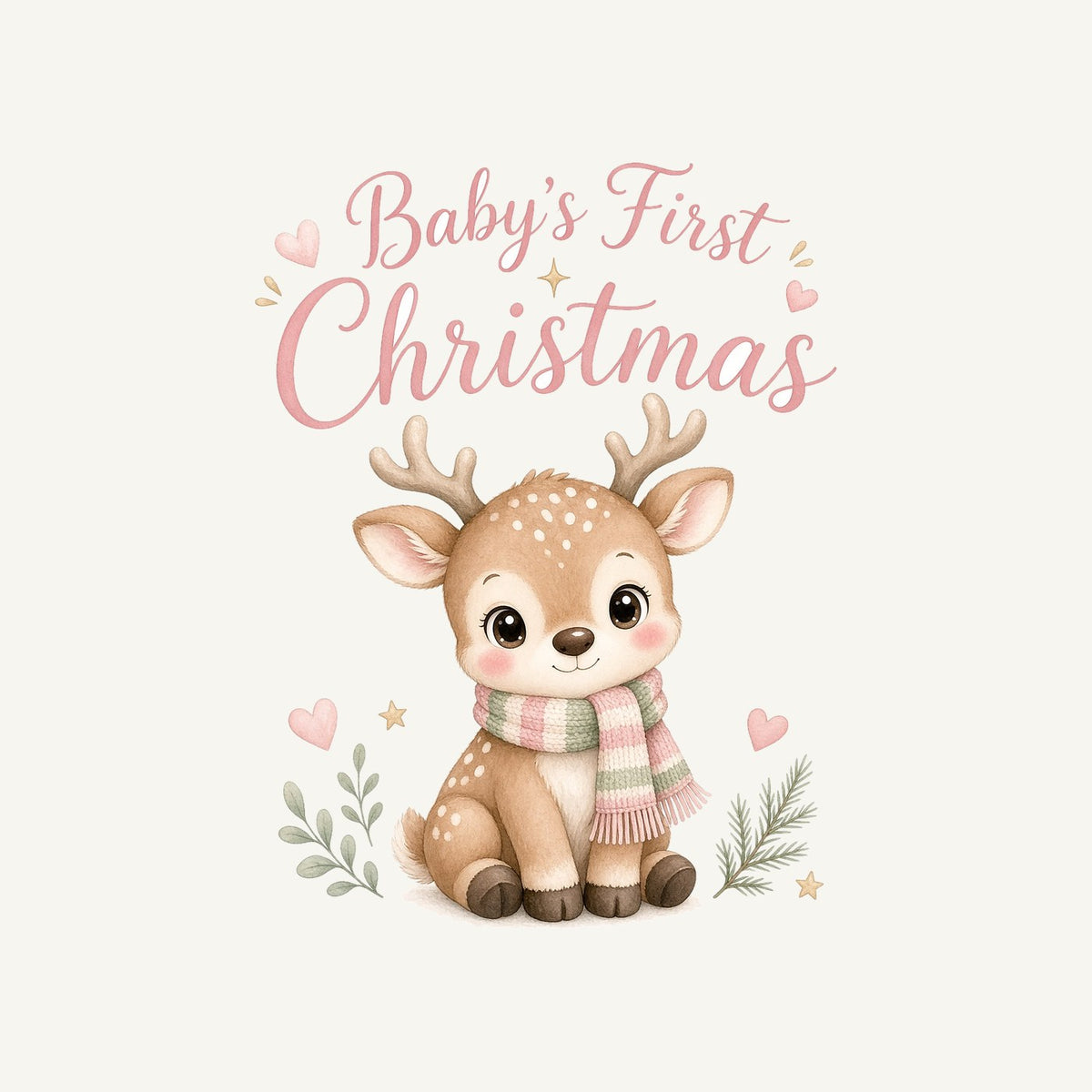 Baby Deer First Christmas Personalised Kids and Baby Christmas Tee