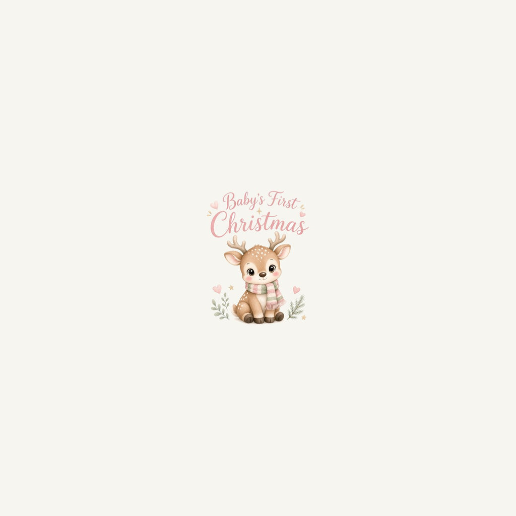 Baby Deer First Christmas Personalised Beach Towel